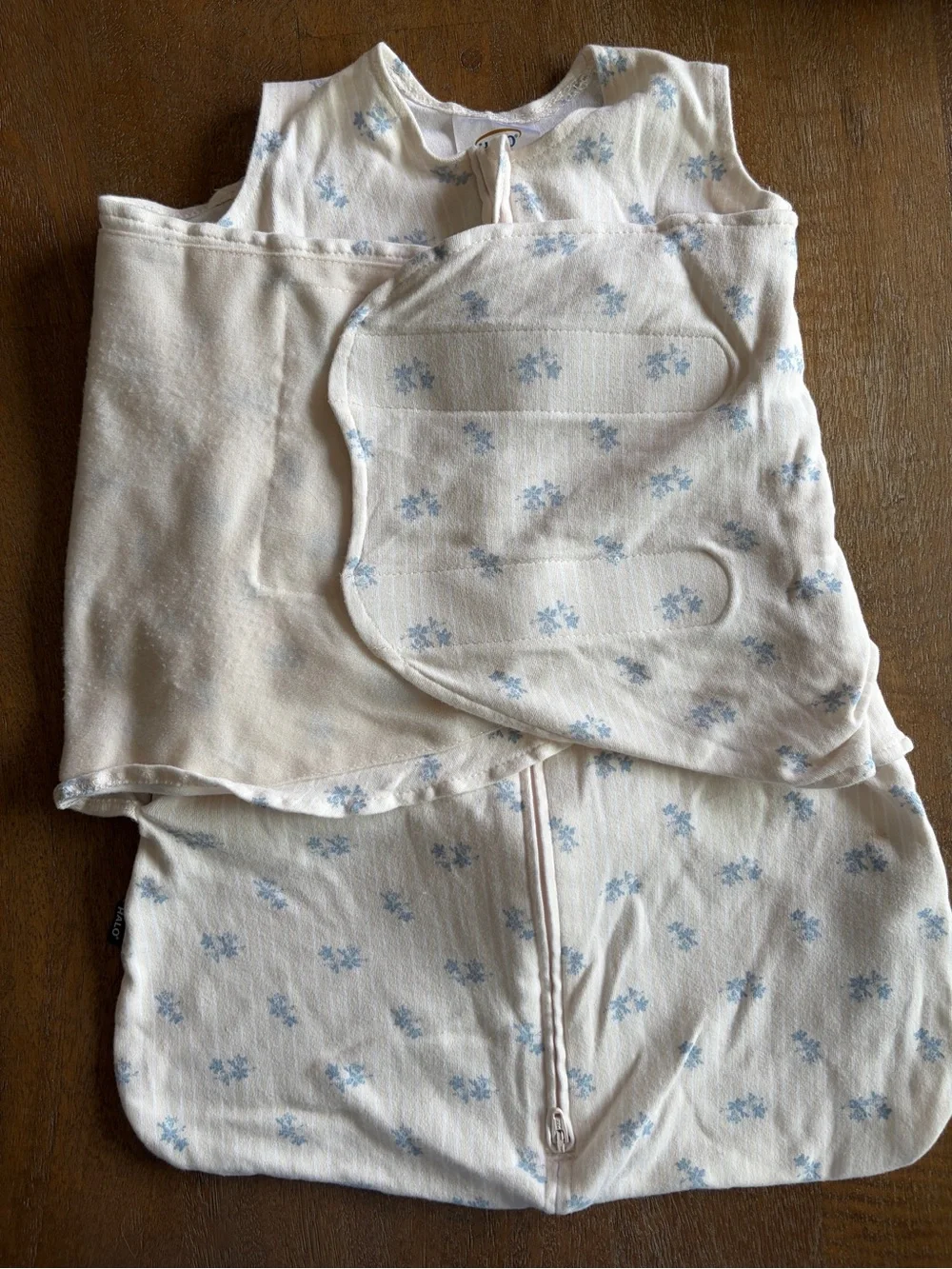 Halo Cream & Light Blue Floral Zip Sleep Sack for Infants